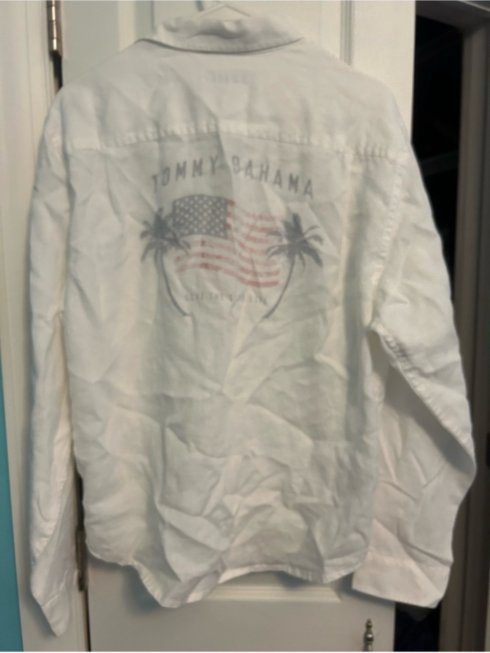 Tommy Bahama White Cotton Button-Down Shirt with Pocket Embroidery - Picture 3 of 3